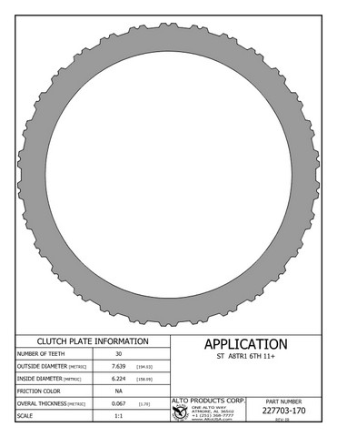 Alto Products Corp 227703-170 Steel Clutch For HYUNDAI, KIA