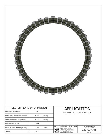 Alto Products Corp 227707A145 Friction Clutch For HYUNDAI, KIA