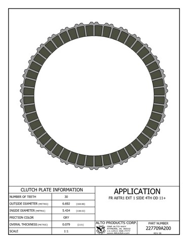 Alto Products Corp 227709A200 Friction Clutch For HYUNDAI, KIA