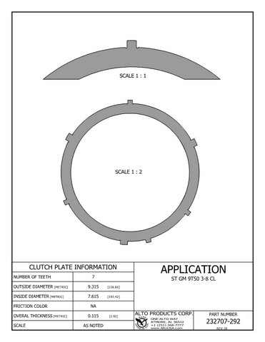 Alto Products Corp 232707-292 Steel Clutch For FORD,GM