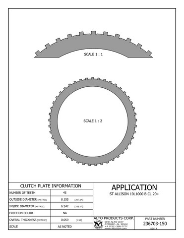 Alto Products Corp 236703-150 Steel Clutch For ALLISON