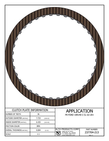Alto Products Corp 237704-213 Friction Clutch For FORD