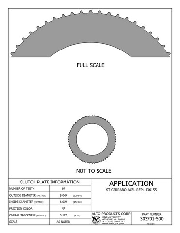 Alto Products Corp 303701-500 Steel For CARRARO,CASE (DAVID BROWN),FAI KOMATSU,FERMEC TEREX,FORD INDUSTRIAL / NEW HOLLAND,VOLVO