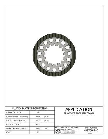 Alto Products Corp 405700-240 
