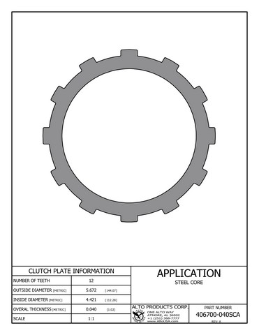 Alto Products Corp 406700-040SCA 