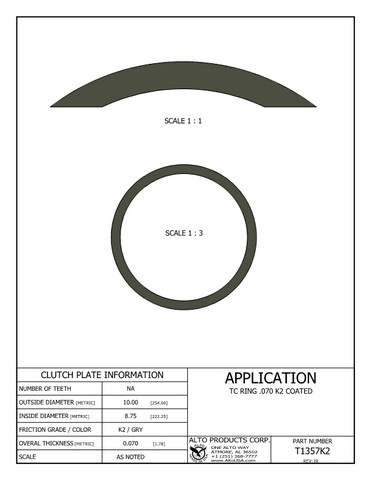 Alto Products Corp T1357K2 Torque Converter Coated Ring For ALL