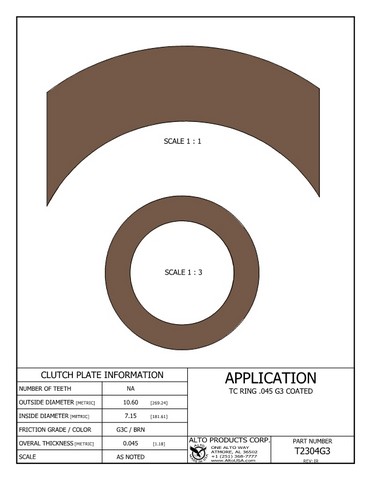 Alto Products Corp T2304G3 Torque Converter Coated Ring For ALL