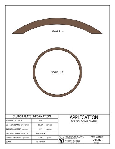 Alto Products Corp T2364G3 Torque Converter Coated Ring For ALL