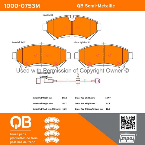 Quality-Built 1000-0753M Disc Brake Pad Set For CADILLAC