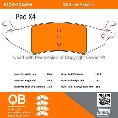 Quality-Built 1000-1046M Disc Brake Pad Set For FORD