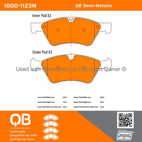 Quality-Built 1000-1123M Disc Brake Pad Set For MERCEDES-BENZ