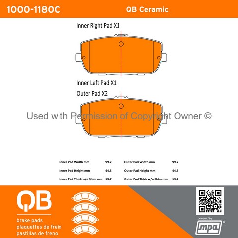 Quality-Built 1000-1180C Disc Brake Pad Set For FIAT,MAZDA