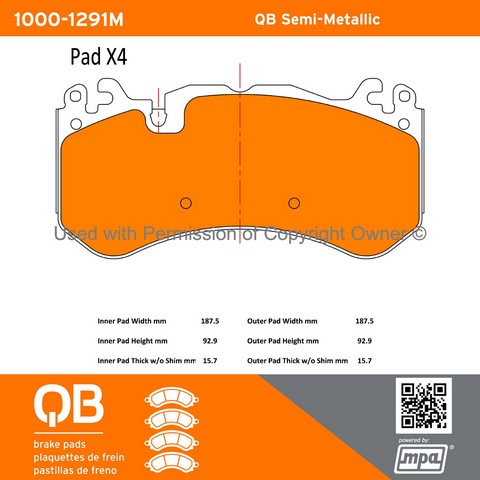 Quality-Built 1000-1291M Disc Brake Pad Set For AUDI,MERCEDES-BENZ