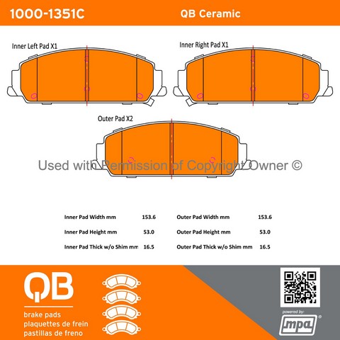 Quality-Built 1000-1351C Disc Brake Pad Set For CHEVROLET,PONTIAC