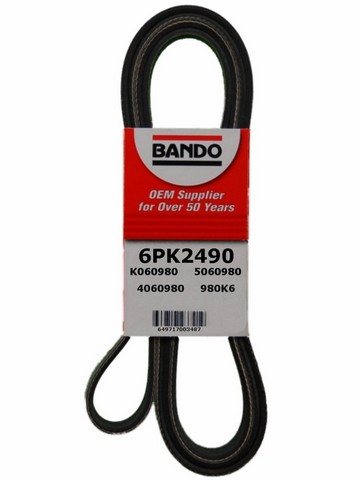 Bando 6PK2490 Accessory Drive Belt For BUICK,CHEVROLET,CHRYSLER,DODGE,FORD,GMC,LINCOLN,MERCEDES-BENZ,MERCURY,OLDSMOBILE,PLYMOUTH,VOLKSWAGEN