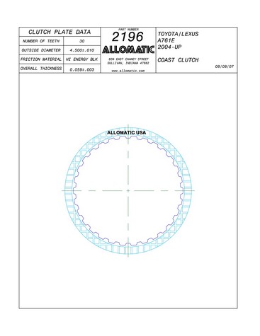 Allomatic 512196 Friction Plates For TOYOTA / LEXUS