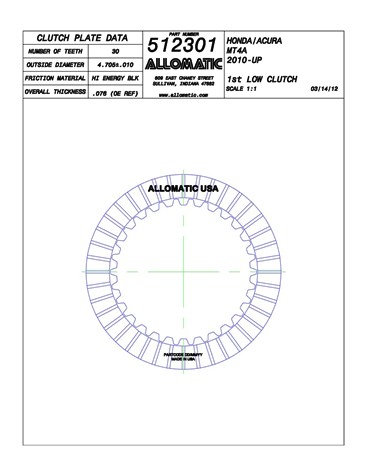 Allomatic 512301 Friction Plates For HONDA / ACURA