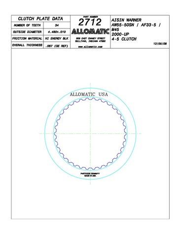 Allomatic 512712 Friction Plates For AISIN WARNER / NISSAN