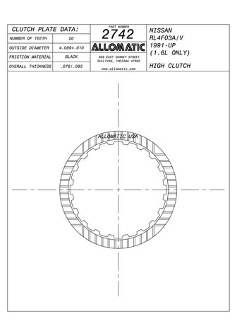 Allomatic 512742 Friction Plates For NISSAN