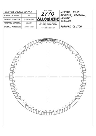 Allomatic 512770 Friction Plates For NISSAN
