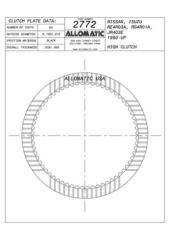 Allomatic 512772 Friction Plates For NISSAN
