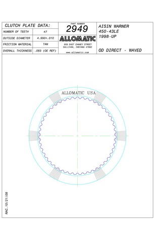 Allomatic 512949 Friction Plates For AISIN WARNER