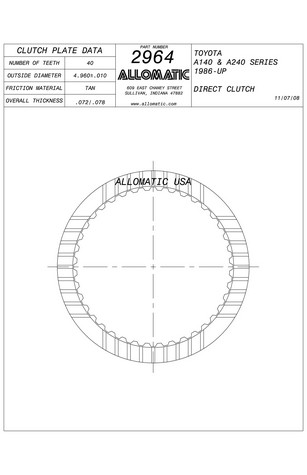 Allomatic 512964 Friction Plates For TOYOTA