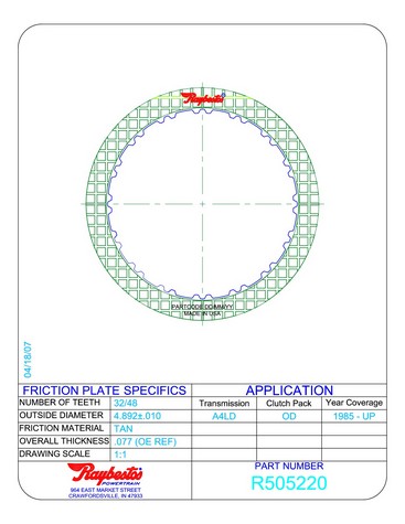 Raybestos Powertrain R505220 Friction Plates For FORD