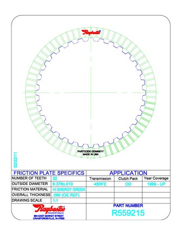 Raybestos Powertrain R559215 Friction Plates For CHRYSLER