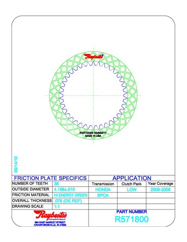 Raybestos Powertrain R571800 Friction Plates For HONDA / ACURA