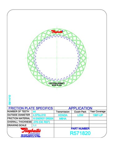 Raybestos Powertrain R571820 Friction Plates For HONDA / ACURA