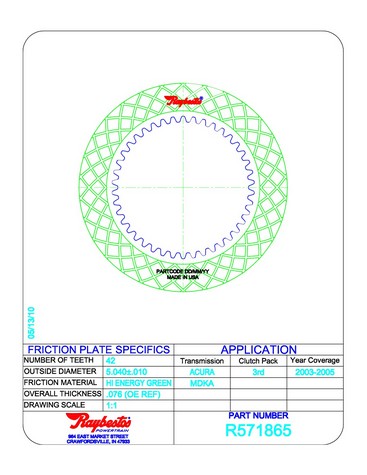Raybestos Powertrain R571865 Friction Plates For HONDA / ACURA,SATURN