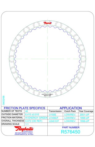 Raybestos Powertrain R576450 Friction Plates For TOYOTA