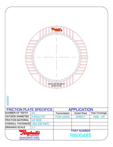Raybestos Powertrain R600485 Friction Plates For FORD