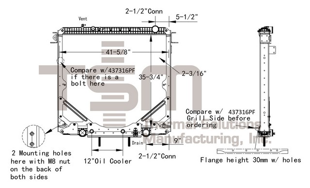 Thermal Solutions Manufacturing 437316PFB Radiator For FREIGHTLINER