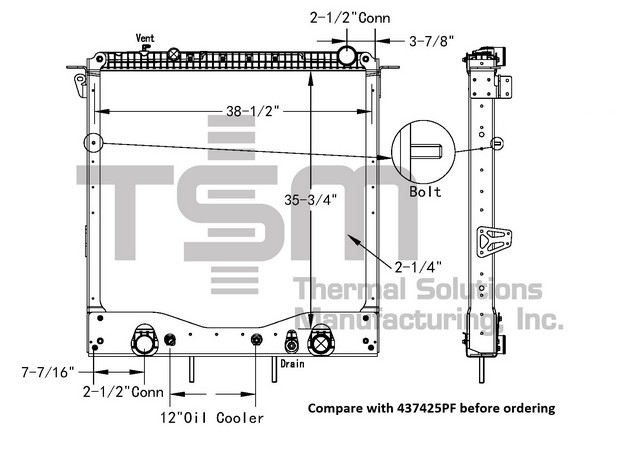 Thermal Solutions Manufacturing 437425PFB Radiator For FREIGHTLINER,WESTERN STAR