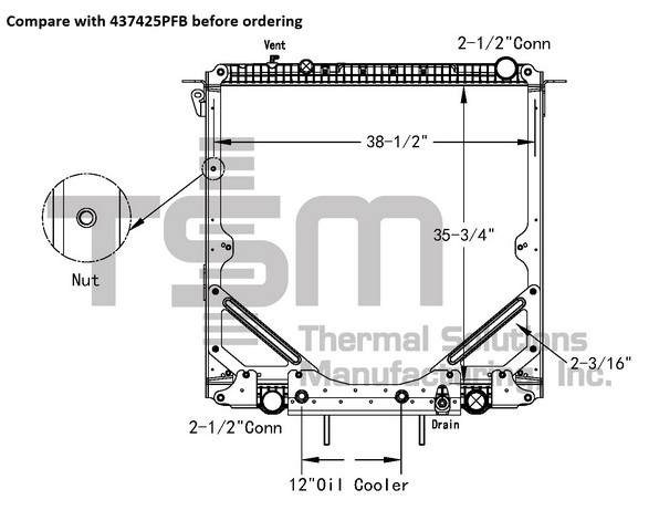 Thermal Solutions Manufacturing 437425PF Radiator For FREIGHTLINER,WESTERN STAR