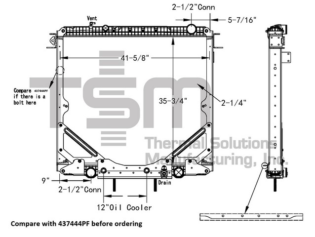 Thermal Solutions Manufacturing 437444PFB Radiator For FREIGHTLINER