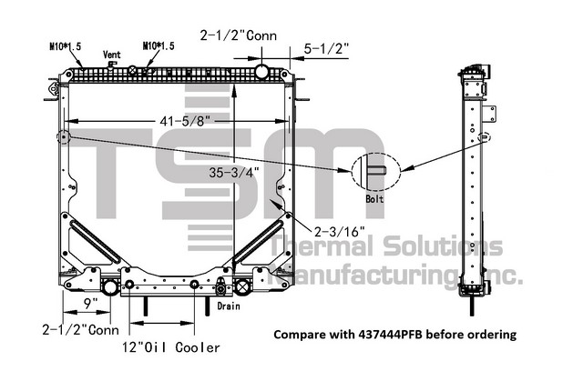 Thermal Solutions Manufacturing 437444PF Radiator For FREIGHTLINER