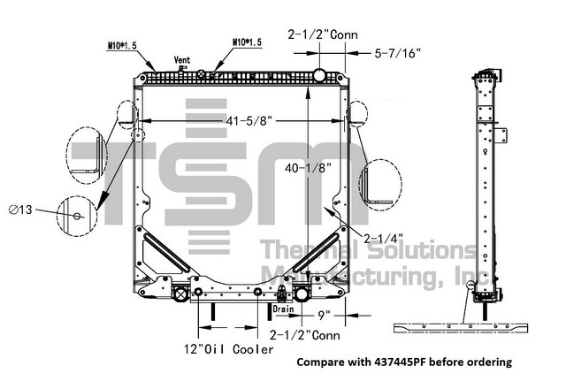 Thermal Solutions Manufacturing 437445PFB Radiator For FREIGHTLINER