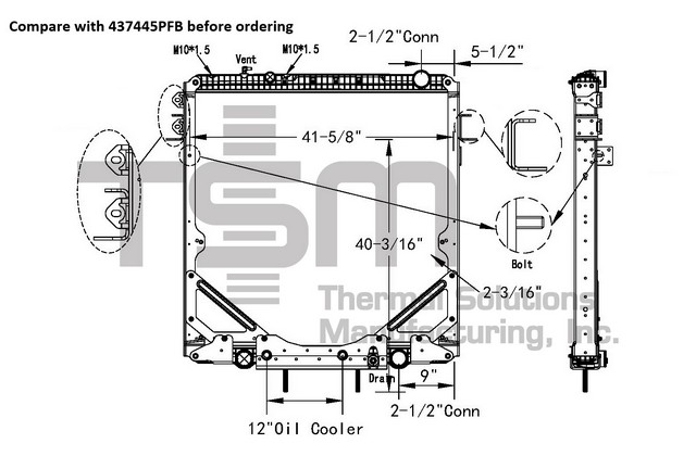Thermal Solutions Manufacturing 437445PF Radiator For FREIGHTLINER