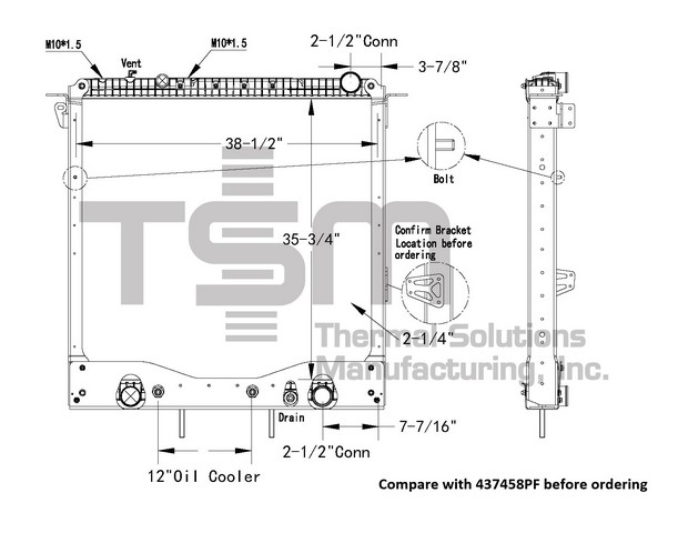 Thermal Solutions Manufacturing 437458PFB Radiator For FREIGHTLINER,WESTERN STAR