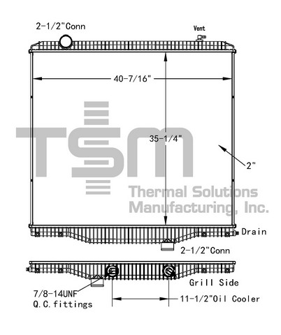 Thermal Solutions Manufacturing 437477P Radiator For INTERNATIONAL,INTERNATIONAL / NAVISTAR