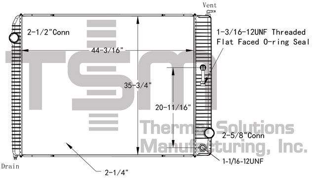 Thermal Solutions Manufacturing 437563P Radiator For INTERNATIONAL,INTERNATIONAL / NAVISTAR