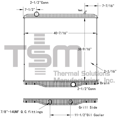 Thermal Solutions Manufacturing 437564P Radiator For INTERNATIONAL,INTERNATIONAL / NAVISTAR