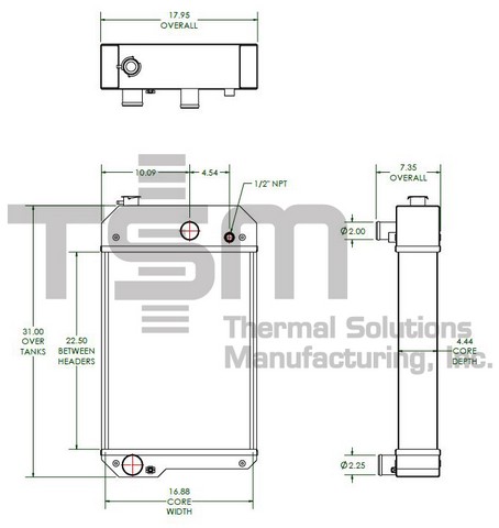 Thermal Solutions Manufacturing 437938 CB / SOLDER ON TANK For CATERPILLAR